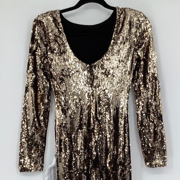 Dress the Population Size Small Natalie Gold Sequin Cocktail Party Dress G7-2 - Picture 6 of 9